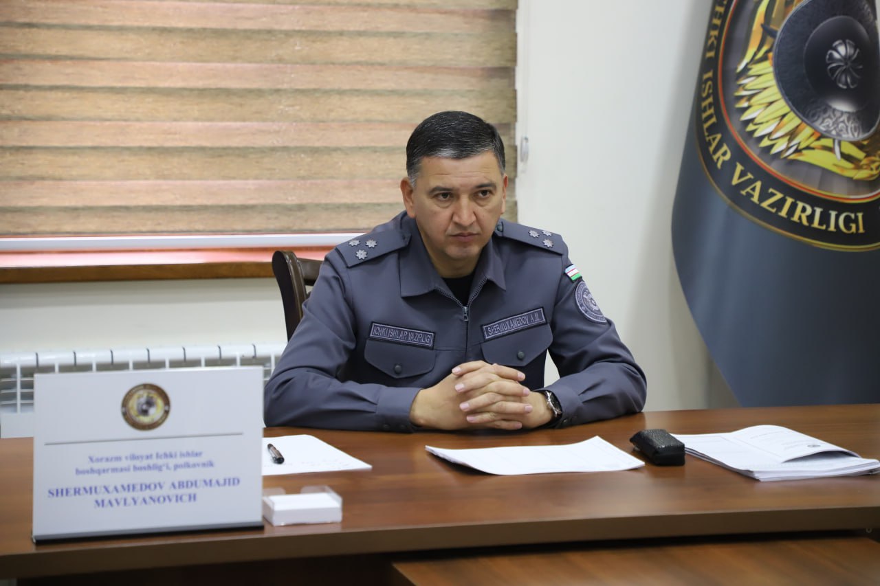 Xorazm viloyati IIB boshlig‘i tomonidan aholi murojaatlarini o‘rganish maqsadida qabul o‘t…